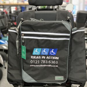 Ideas in Action's branded wheelchair bag.