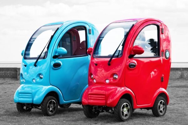 Scooterpac Cabin Car Mobility Scooter - blue and red