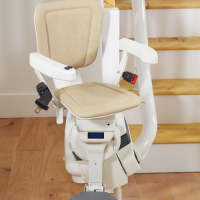 Platinum Ultimate Stairlift - Lift at Bottom of Stair. Almond Beige Seat Version