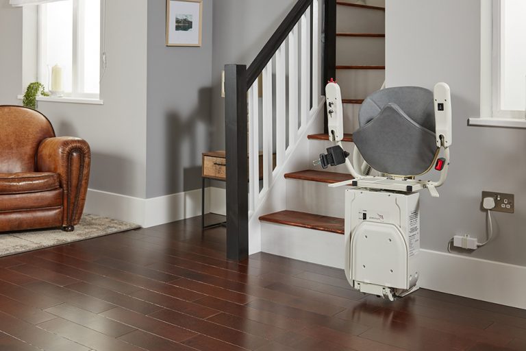 Platinum Curve Stairlift Foldaway Bottom of Stairs
